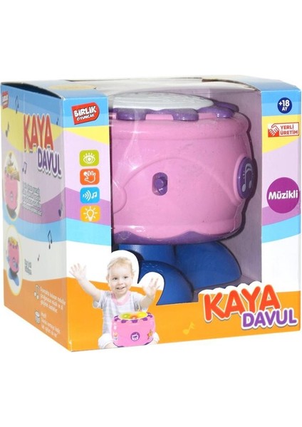 URT009-02 Pil.ışıklı Sesli Kaya Davul- Pembe