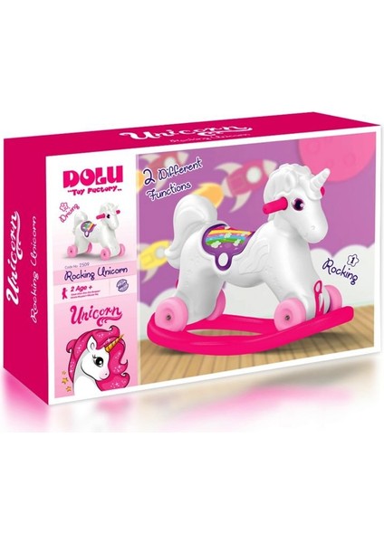 Dolu Unicorn Sallanan Tekerlekli At