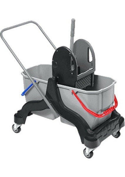 Nossa Gri Çift Kovalı Temizlik Arabası (Plastik Presli)