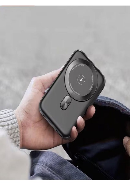 10000MAH 22.5W Hızlı Şarjlı Type-C ve USB Girişli Wireless Kablosuz Magsafe Powerbank