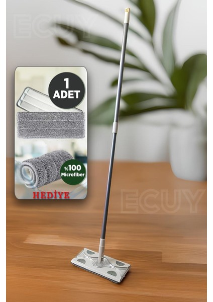 360° Başlıklı Mikrofiber Mop – Sıkıştırmalı Paspas Temizlik Seti, Yüzey Temizlik Ve Havlu Uyumlu