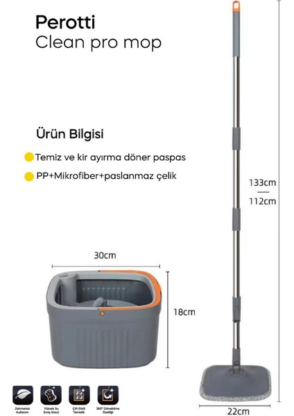 Pratik Temizlik Seti, Kare Mop ve Mikrofiber Bezli, 2'li, Etkili Temizlik Çözümü fırsatları