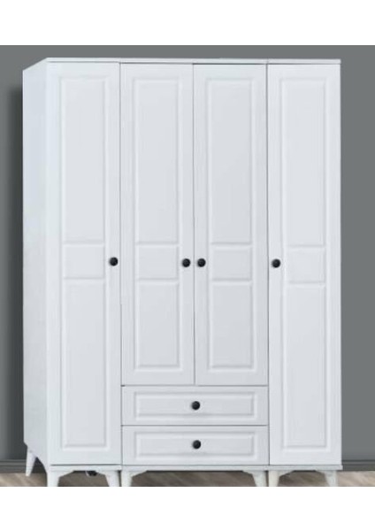 Harika 4 Kapılı Beyaz Kuleli Aynasız Dolap