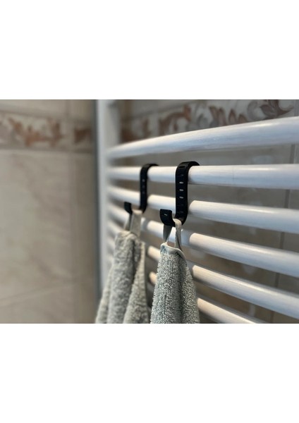 2 Adet Banyo Radyatör Askısı Siyah Renk