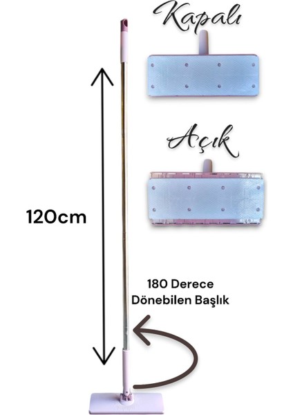 Açılır kapanır ağızlı, kolay kullanımlı temizlik mop seti, açık mor renkli, pratik kullanım fiyatları
