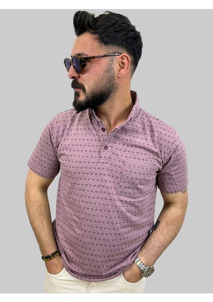 Erkek Bymn Desenli Cepli Polo Yaka Pembe Tişört indirimleri
