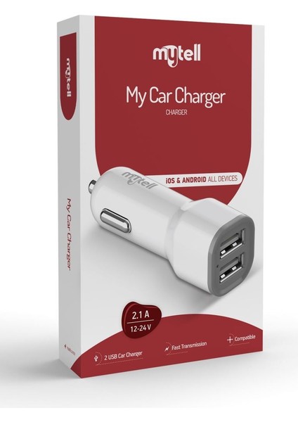 Mytel Universal Universal My-A5 USB Baslik 2 Usb'li 2100 Mah Araç Sarji
