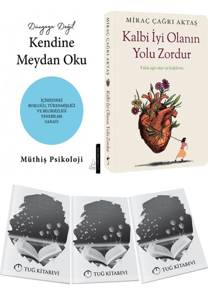 Dünyaya Değil Kendine Meydan Oku ve Kalbi Iyi Olanın Yolu Zordur 2li Set Miraç Çağrı Aktaş + Hediyeli