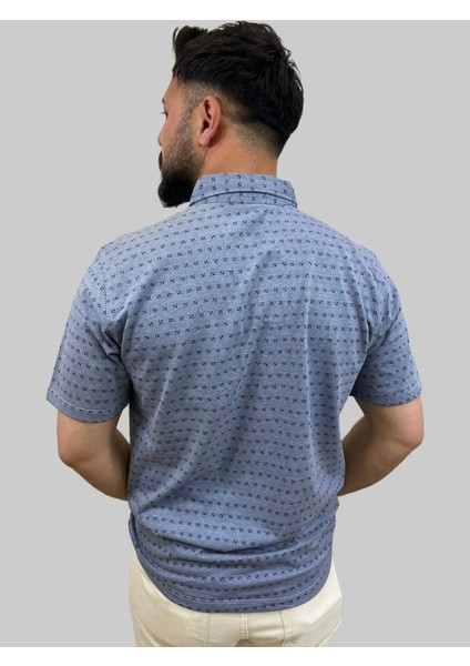 Erkek Bymn Desenli Cepli Polo Yaka Mavi Tişört fırsatları