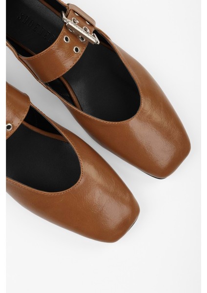 Kadın Vell Karamel Cilt Kemer Tokalı Babet fırsatları