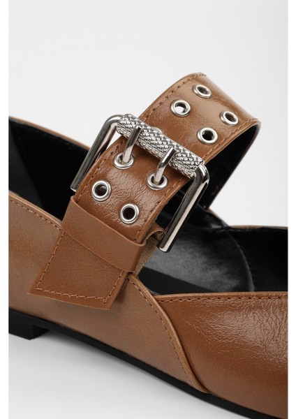 Kadın Vell Karamel Cilt Kemer Tokalı Babet fiyatları