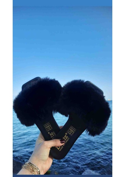 Siyah Tüylü Kadın Terlik – Rahat, Günlük ve Çeyizlik Ev Terliği modelleri