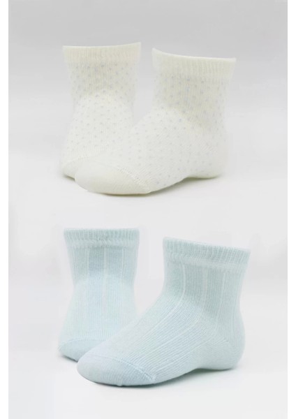 Organik 2li Puan Derby Penye Soket Çorap Mavi Ekru indirimleri