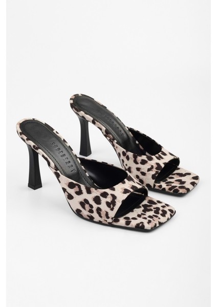 Kadın Noir Leopar Saten Topuklu Terlik fiyatları