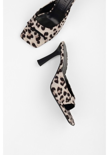 Kadın Noir Leopar Saten Topuklu Terlik indirimleri
