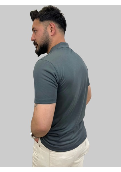 Erkek Gnsn Düz Ringelli Polo Yaka Antrasit Tişört fiyatları