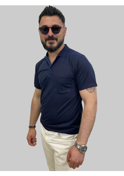 Erkek Gnsn Düz Ringelli Polo Yaka Lacivert Tişört fiyatları