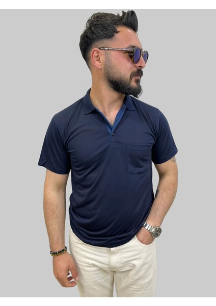 Erkek Gnsn Düz Ringelli Polo Yaka Lacivert Tişört modelleri