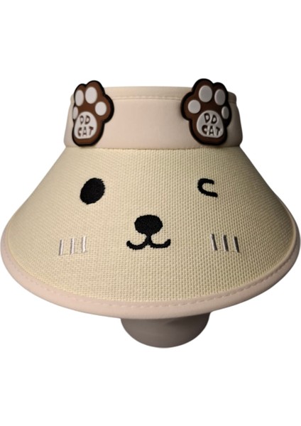 Spteks Kitti 6-12 Yaş Kız Çocuk Krem Renk Ayıcık Figürlü Hasır Vizör Yazlık Şapka fiyatları