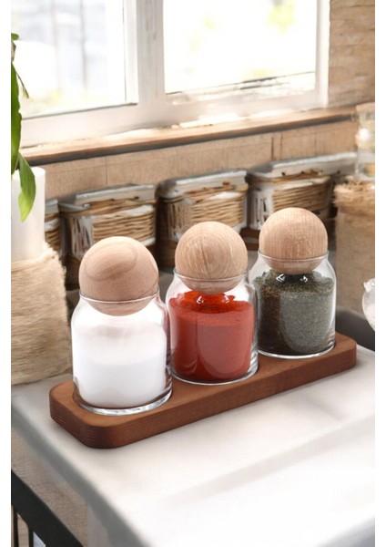 7 Parçalı Ahşap Baharatlık Seti, şık ve kullanışlı mutfak aksesuarı, 500 ml, TR menşei fırsatları