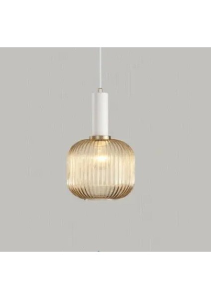Rustik Dekoratif Metal Modern Beyaz Opal Bal Camlı Tekli Avize