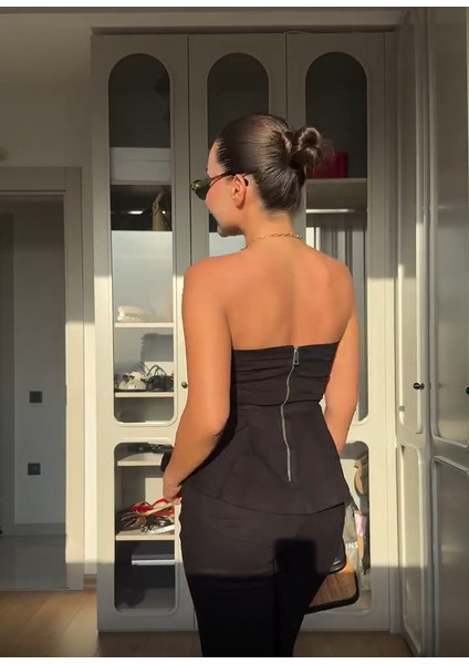 Straplez Volanlı Gabardin Takım fiyatları
