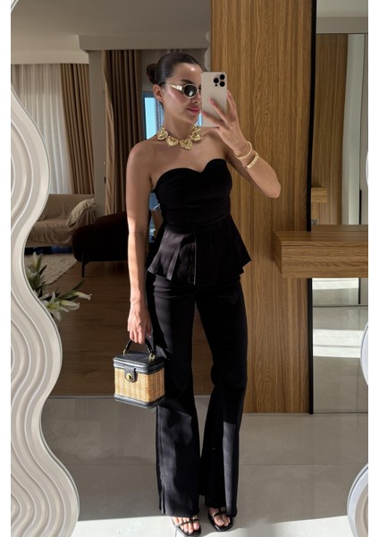Straplez Volanlı Gabardin Takım fırsatları