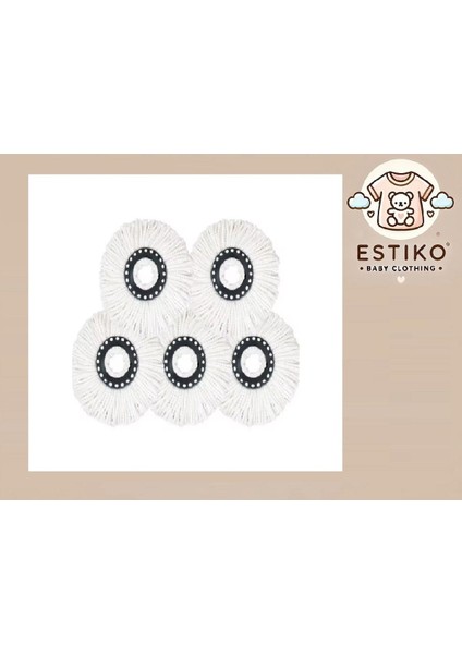 Yedek Mop Başlığı 5'li set, temizlikte pratik kullanım, beyaz renk, TR menşei