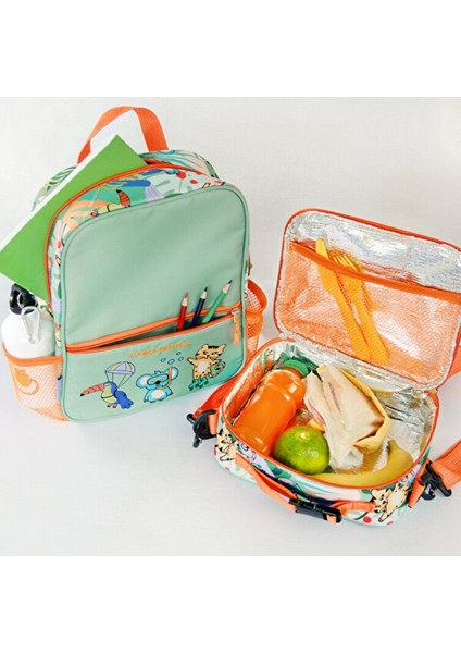 Çocuk Sırt Çantası ve Isı Yalıtımlı Beslenme Çantası Seti Jungle Friends modelleri