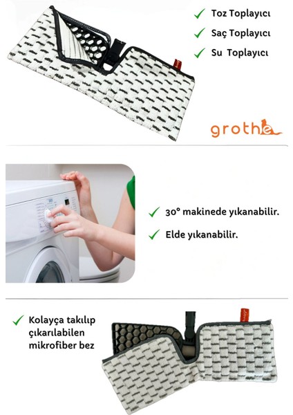 Çift Yönlü Mikro Fiber Sprey Mop Yedek Bezi, Gri- Krem, Microfiber, 1 adet