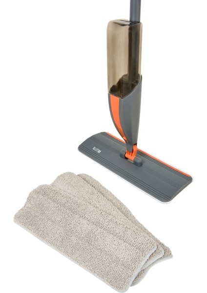 Sprey Mop ve Mikrofiber Bez Seti, Antrasit, 127 cm, Temizlik Kolaylığı, Set