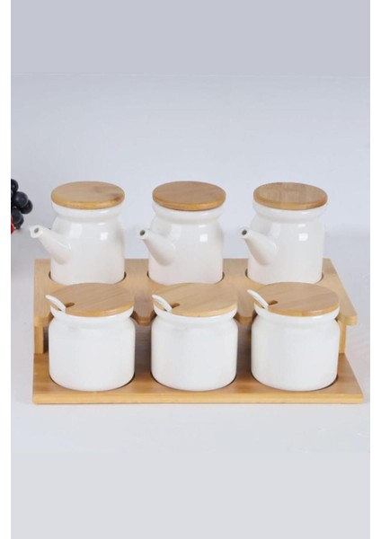 Şık bambu porselen yağlık ve baharatlık, doğal güzellik ve fonksiyonellik sunar.