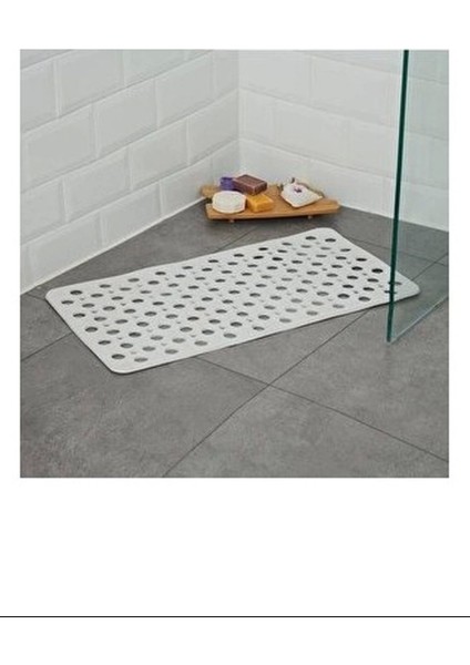 Kaydırmaz taş vantuzlu banyo paspası seti, şık ve güvenli kullanım, beyaz renk