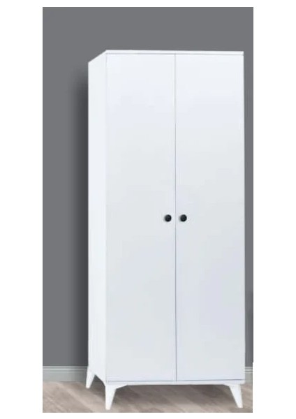 2 Kapılı Aynasız Raflı Beyaz Dolap