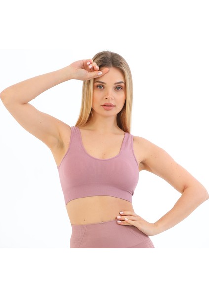 Inkasol Kalın Askılı Pedli Fitilli Crop Büstiyer 5704 Mürdüm