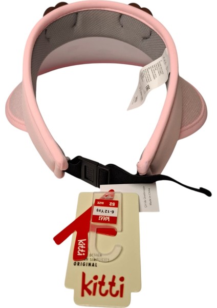 Spteks Kitti 6-12 Yaş Kız Çocuk Pembe Renk Ayıcık Figürlü Düz Desenli Hasır Yazlık Vizör Şapka indirimleri