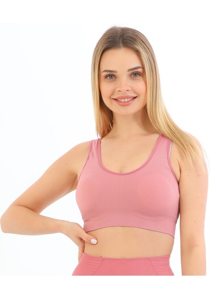Inkasol Kalın Askılı Pedli Fitilli Crop Büstiyer 5704 Pembe
