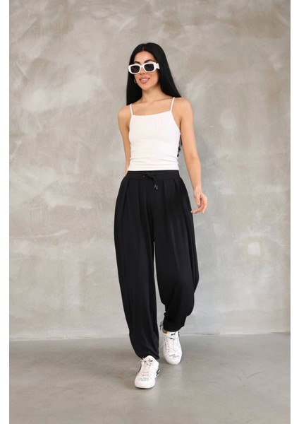 Osy Modal Yumuşak Dokulu Kumaş Şalvar Pantalon - Siyah