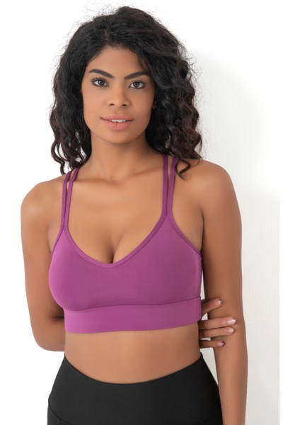 Arkası Çapraz Detaylı Spor Crop Büstiyer 5800 Açık Mürdüm fırsatları