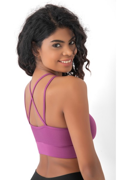 Arkası Çapraz Detaylı Spor Crop Büstiyer 5800 Açık Mürdüm indirimleri