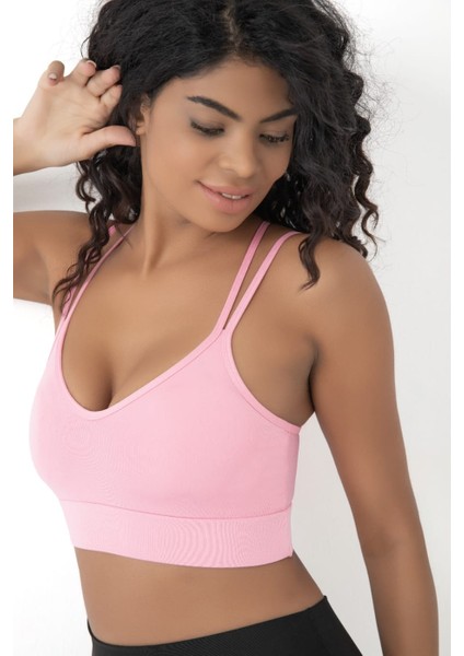 Arkası Çapraz Detaylı Spor Crop Büstiyer 5800 Pembe modelleri