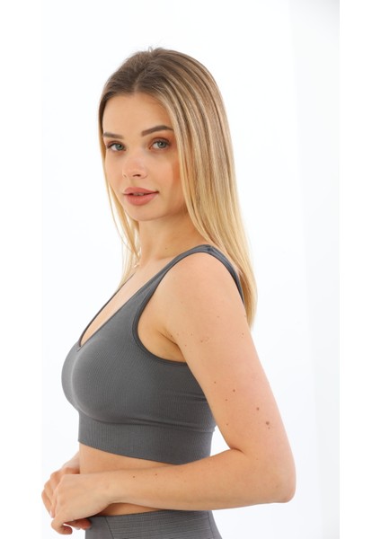 Inkasol Kalın Askılı Pedli Fitilli Crop Büstiyer 5704 Füme fırsatları