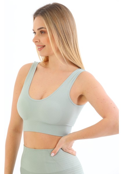 Kalın Askılı Pedli Fitilli Crop Büstiyer 5704 Mint
