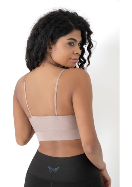 Önü Çapraz Detaylı Spor Crop Büstiyer 5800 Vizon fiyatları