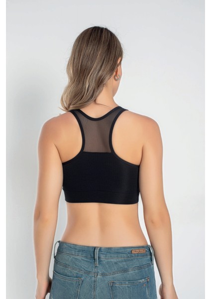 Tül Detaylı Kadın Crop Büstiyer 5910 Siyah fiyatları