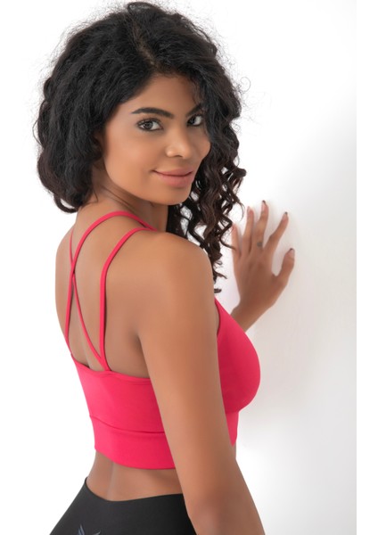 Arkası Çapraz Detaylı Spor Crop Büstiyer 5800 Neon Mercan indirimleri