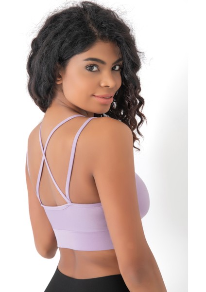 Arkası Çapraz Detaylı Spor Crop Büstiyer 5800 Lila modelleri
