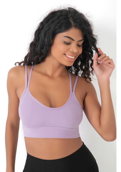 Arkası Çapraz Detaylı Spor Crop Büstiyer 5800 Lila