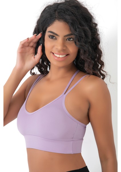 Arkası Çapraz Detaylı Spor Crop Büstiyer 5800 Lila