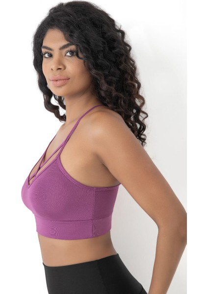 Önü Çapraz Detaylı Spor Crop Büstiyer 5800 Açık Mürdüm fiyatları